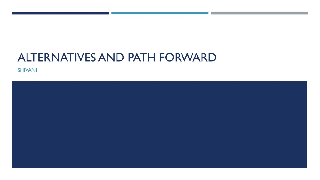 alternatives and path forward