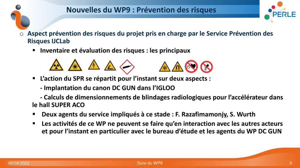 nouvelles du wp9 pr vention des risques