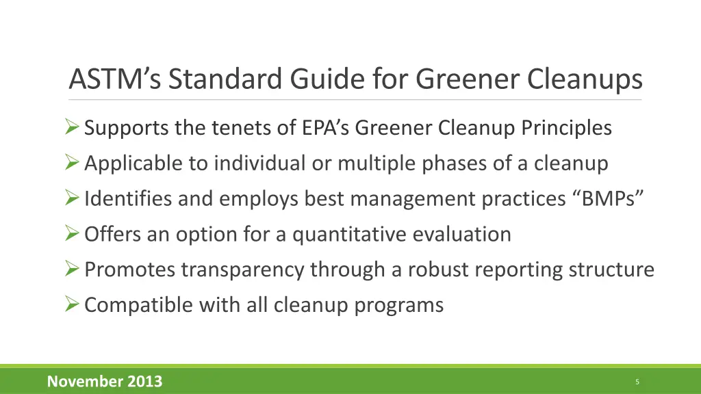 astm s standard guide for greener cleanups