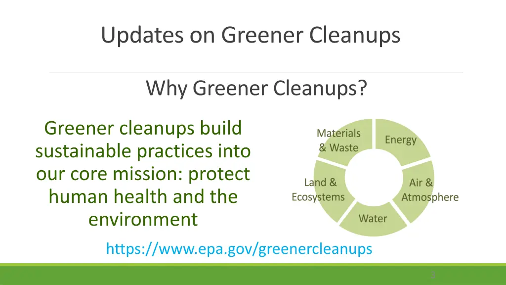 updates on greener cleanups