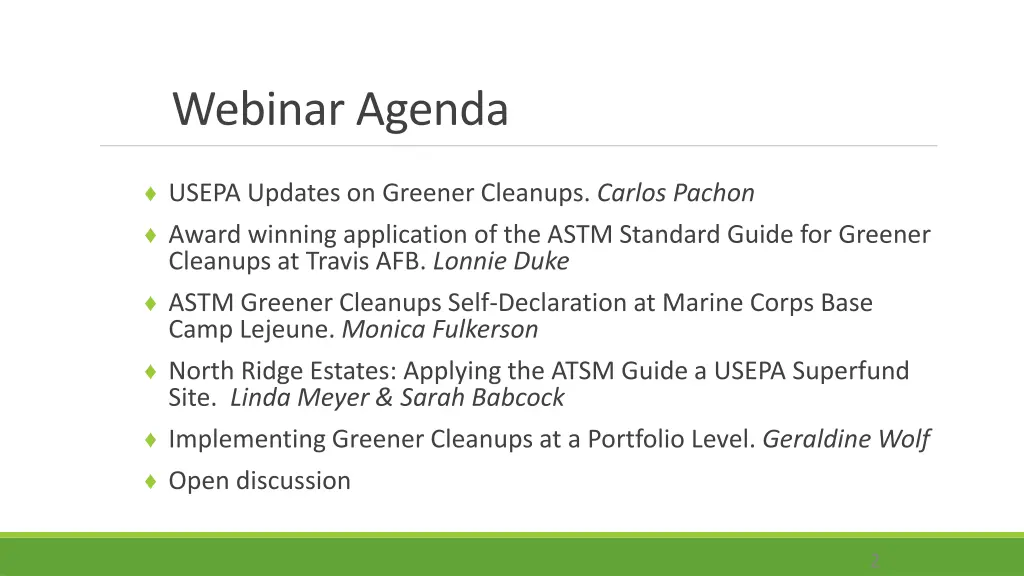 webinar agenda