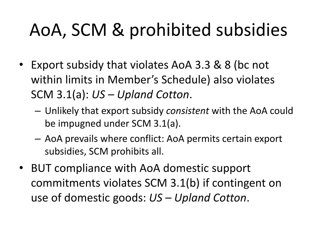 aoa scm prohibited subsidies