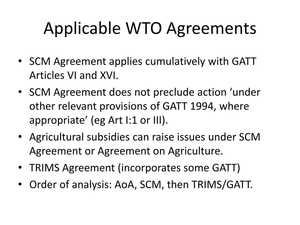 applicable wto agreements