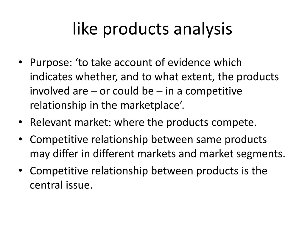 like products analysis