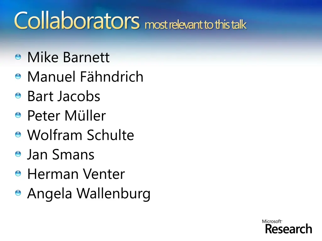 collaborators most relevant to this talk