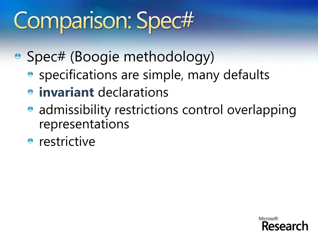 comparison spec