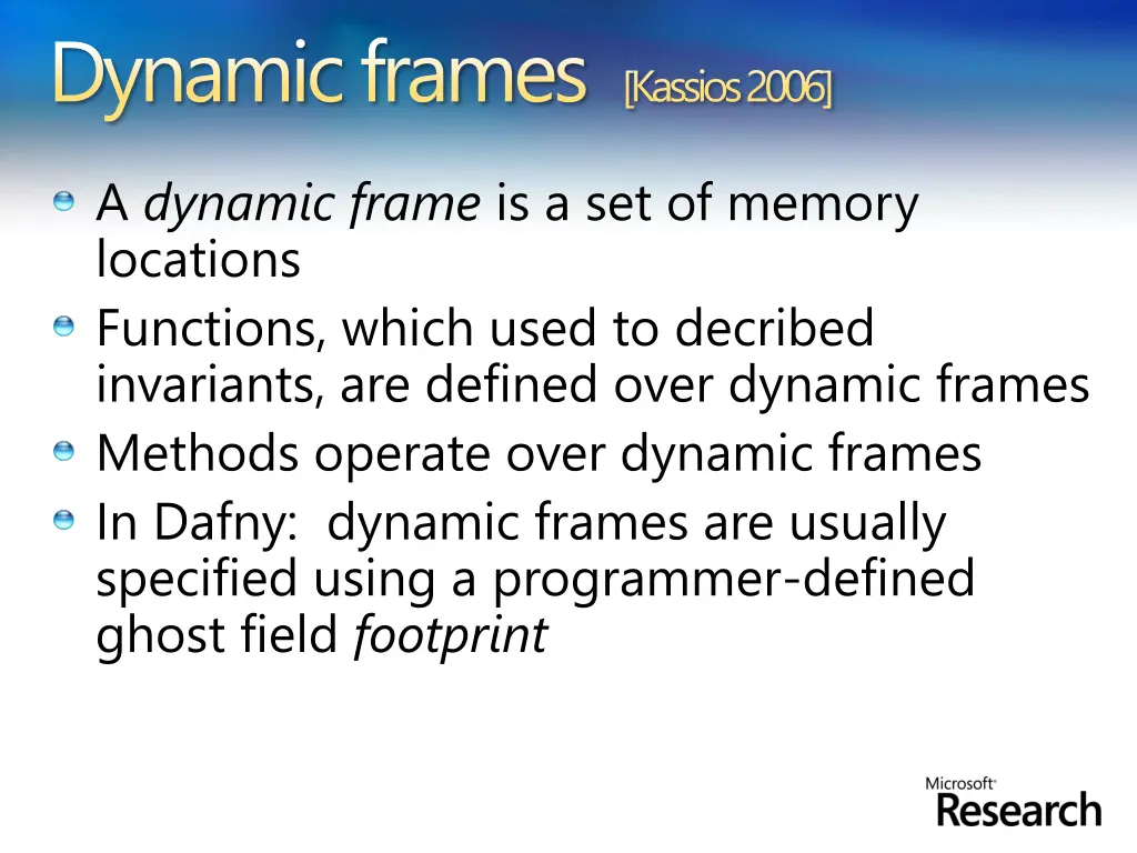 dynamic frames kassios2006