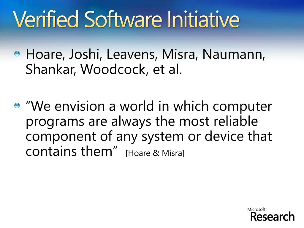 verified software initiative