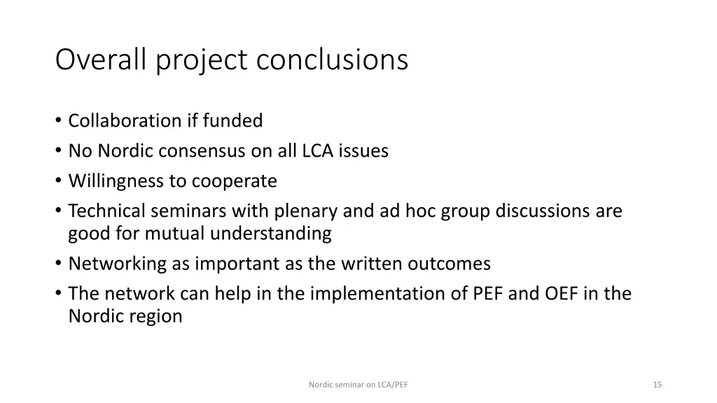 overall project conclusions