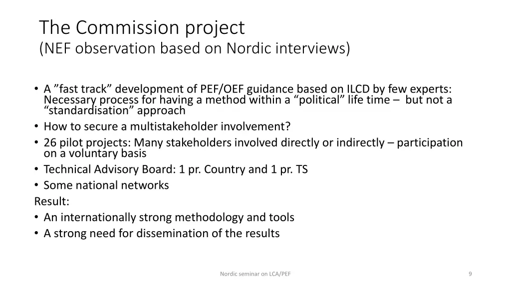 the commission project nef observation based