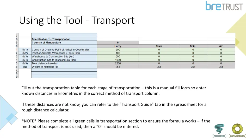 using the tool transport