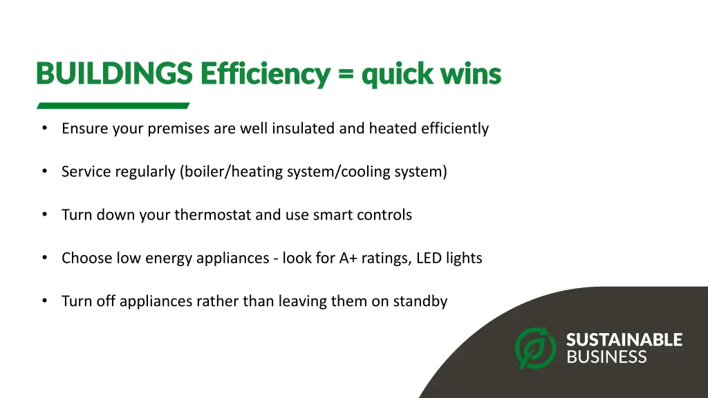 buildings efficiency quick wins buildings