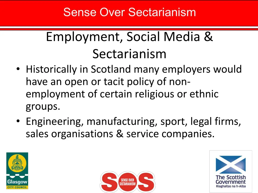 employment social media sectarianism historically