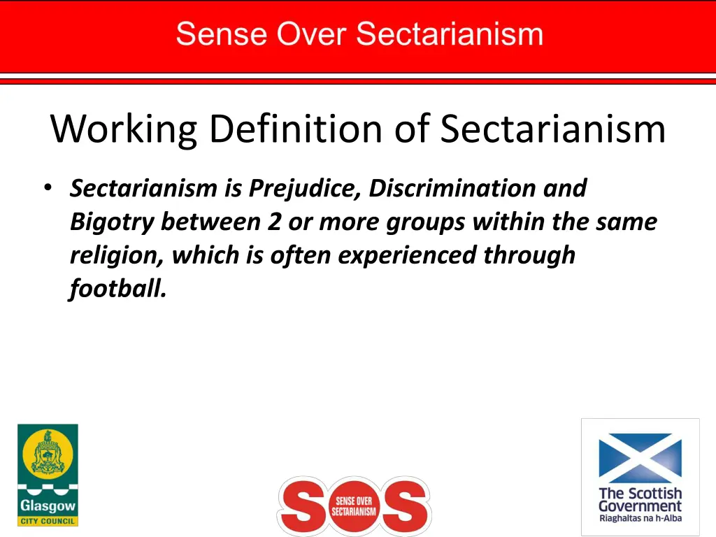 working definition of sectarianism