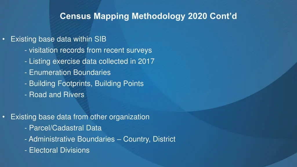 census mapping methodology 2020 cont d