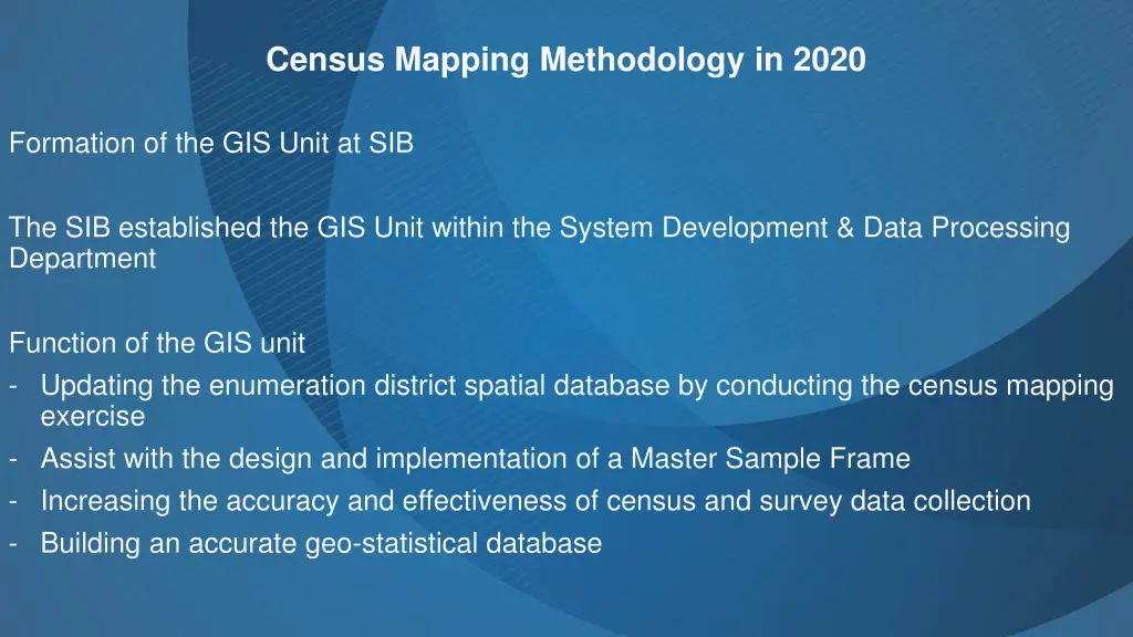 census mapping methodology in 2020