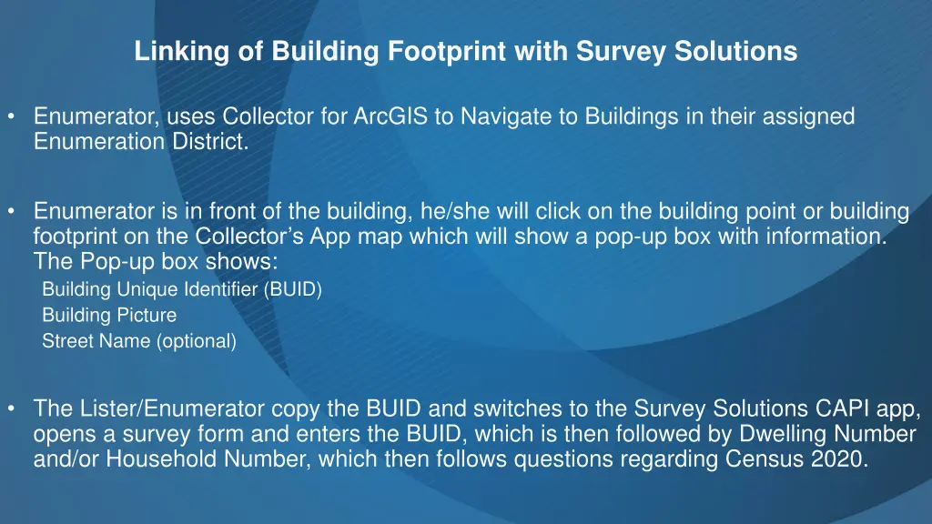 linking of building footprint with survey