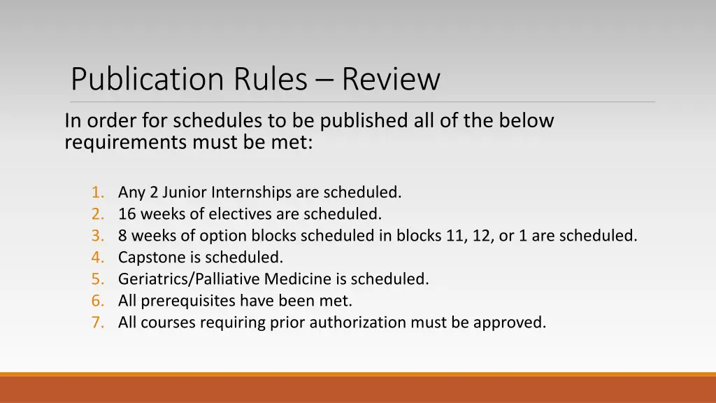 publication rules review