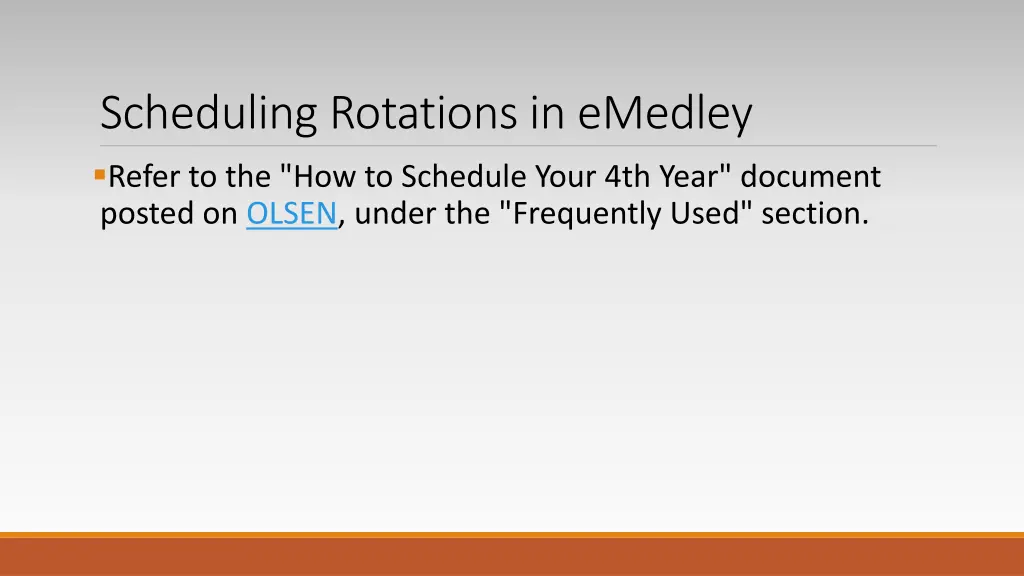 scheduling rotations in emedley refer