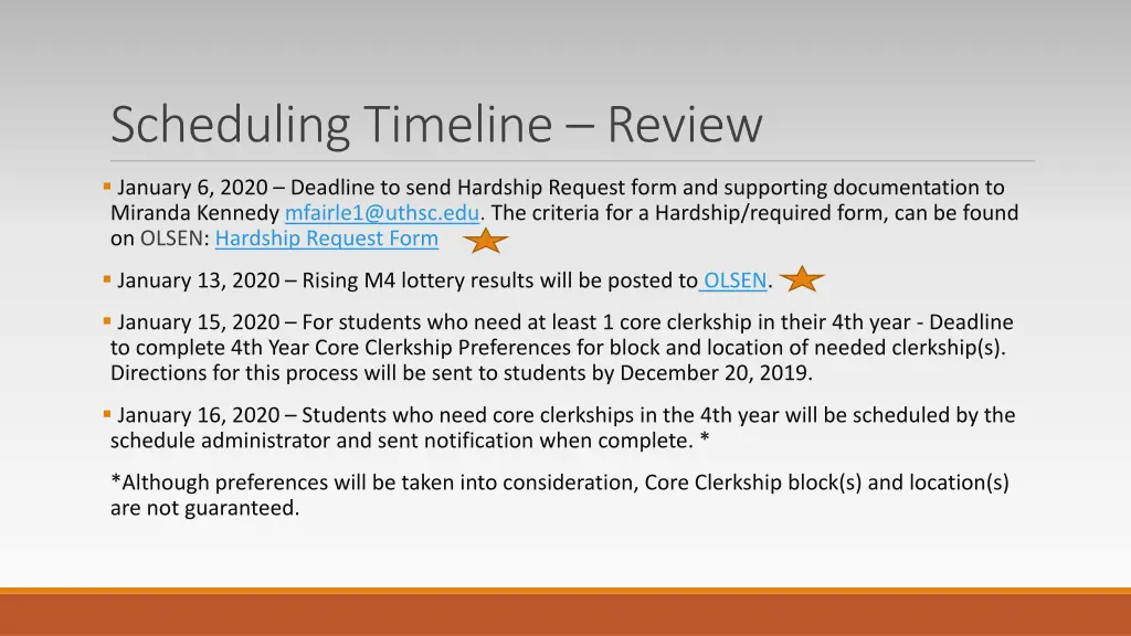 scheduling timeline review