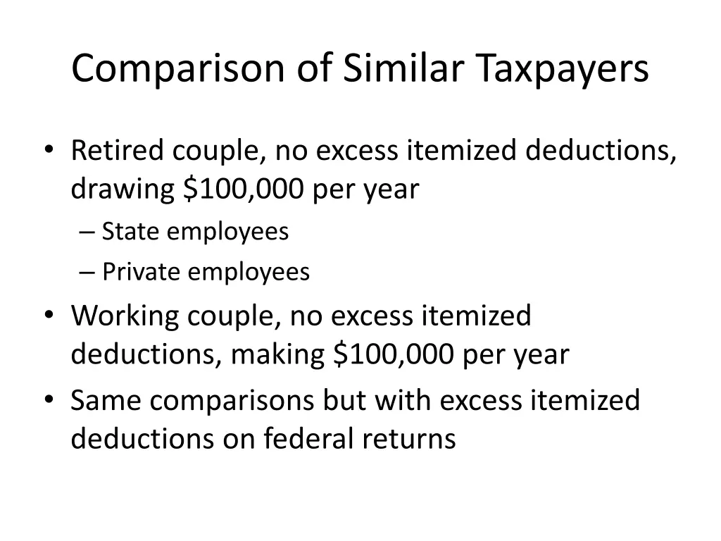 comparison of similar taxpayers 1