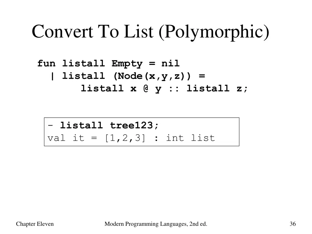 convert to list polymorphic