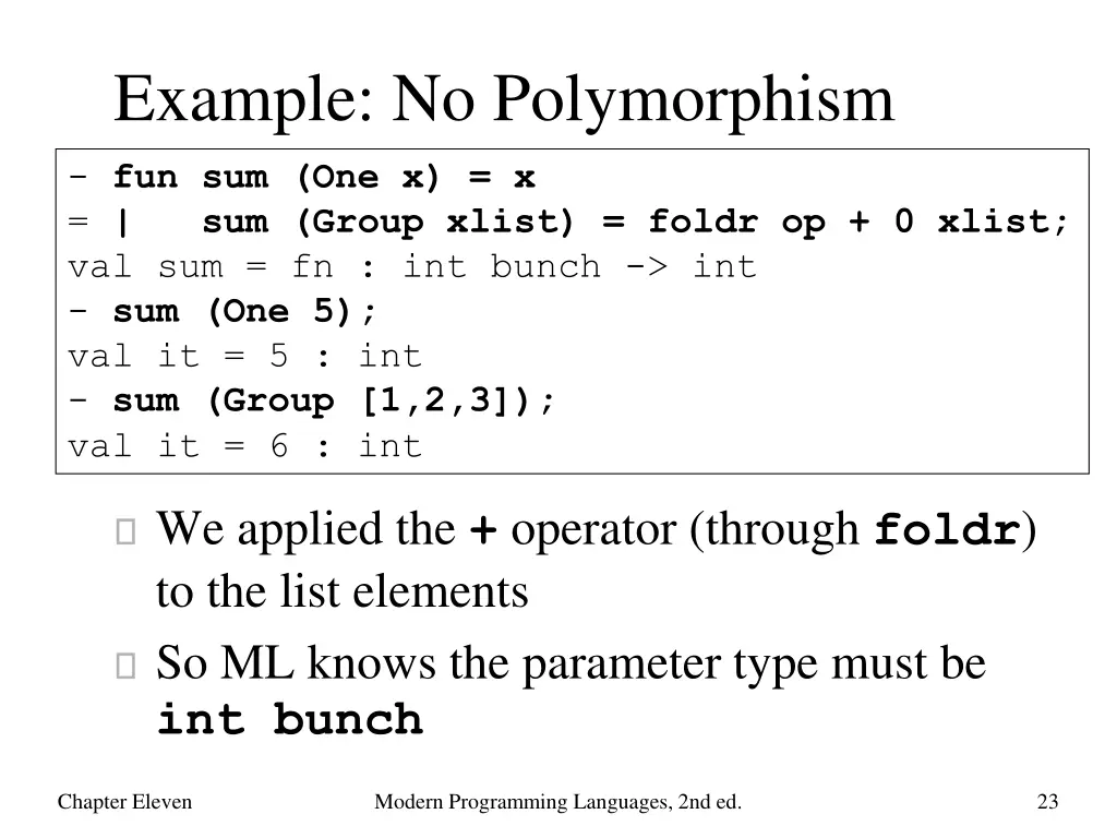 example no polymorphism