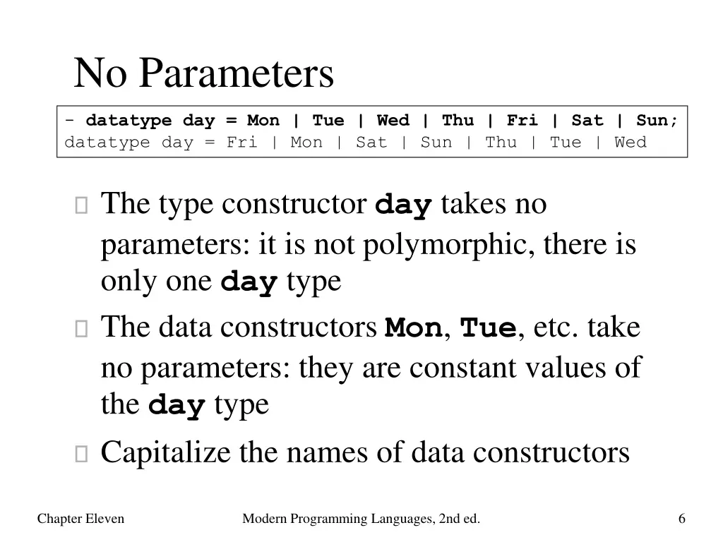 no parameters