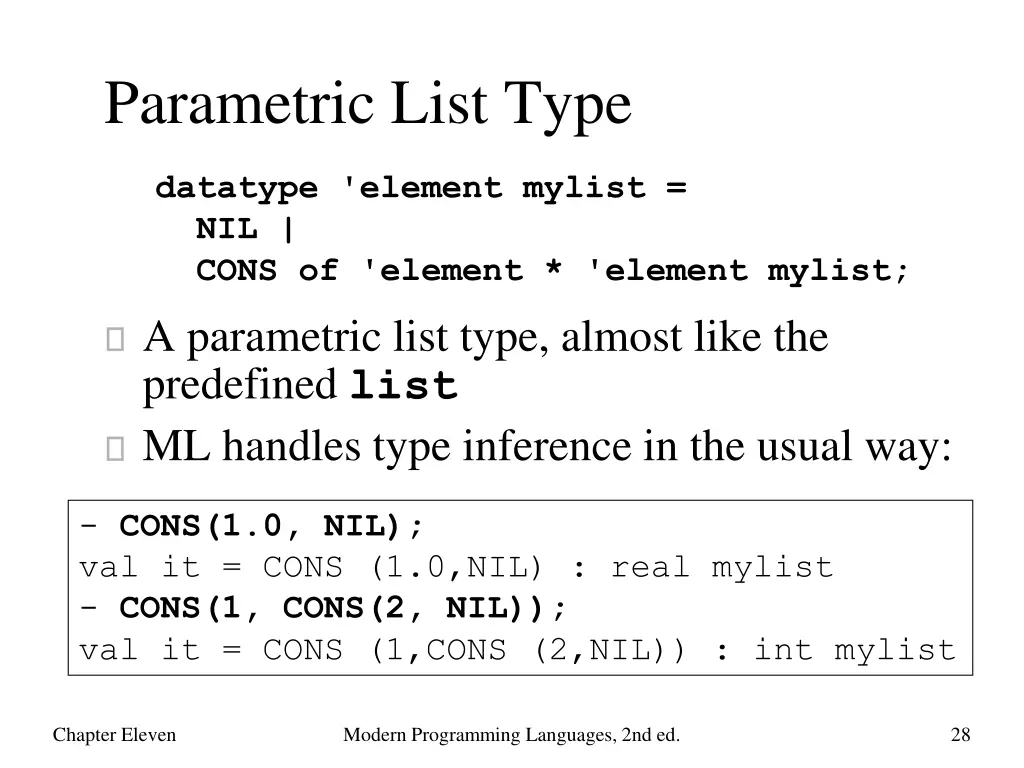 parametric list type