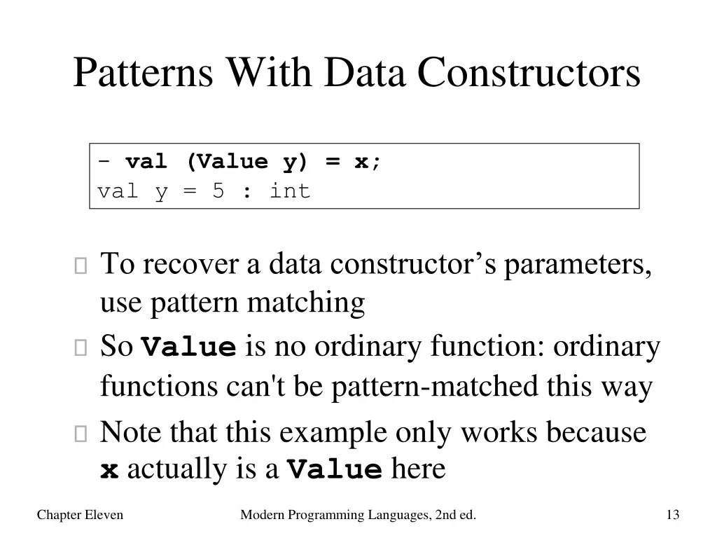 patterns with data constructors