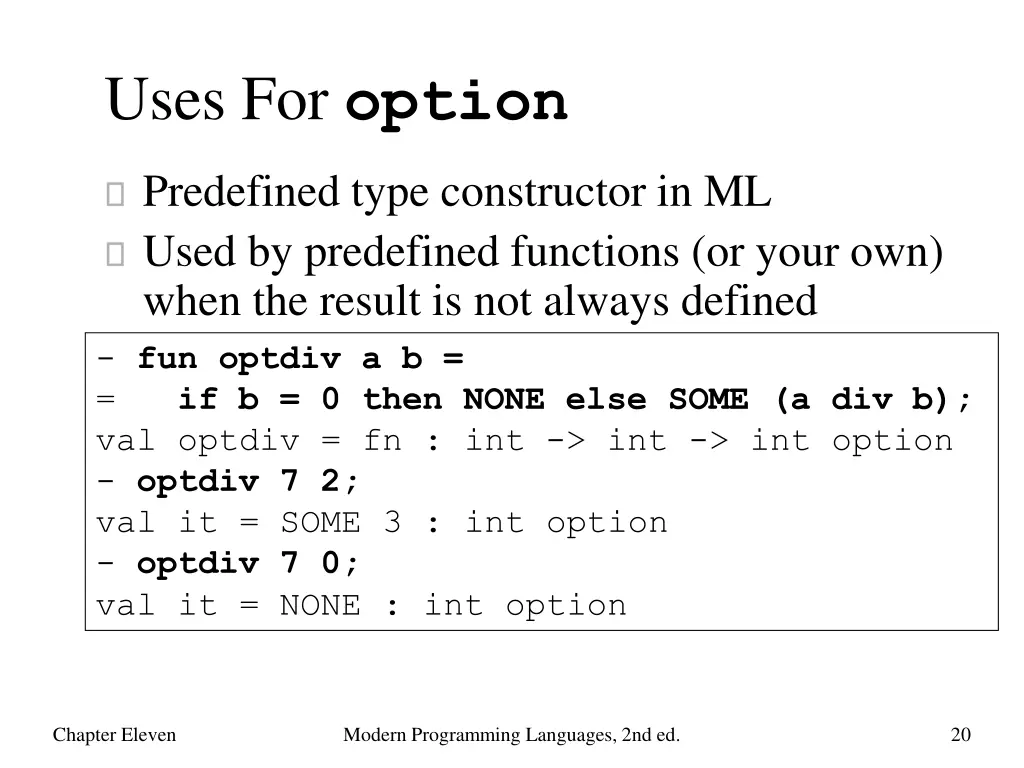 uses for option