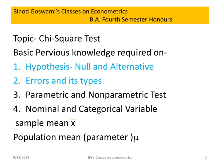 binod goswami s classes on econometrics