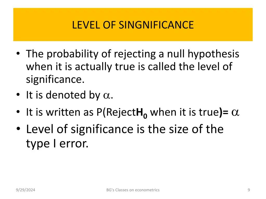 level of singnificance