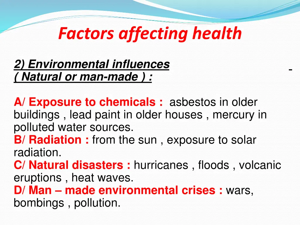 factors affecting health 2