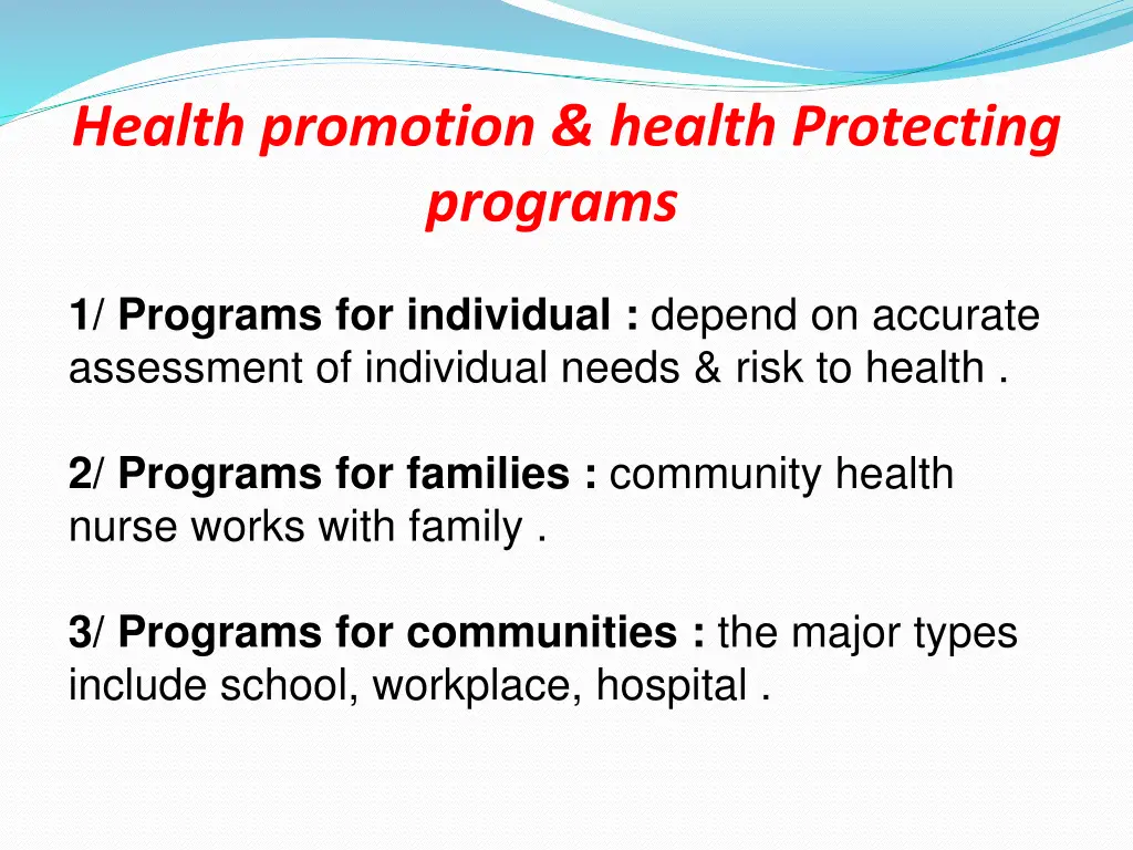 health promotion health protecting programs