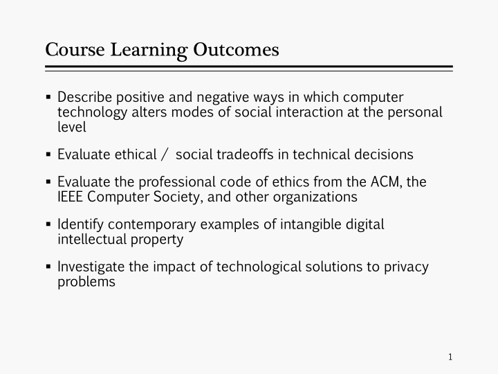 course learning outcomes