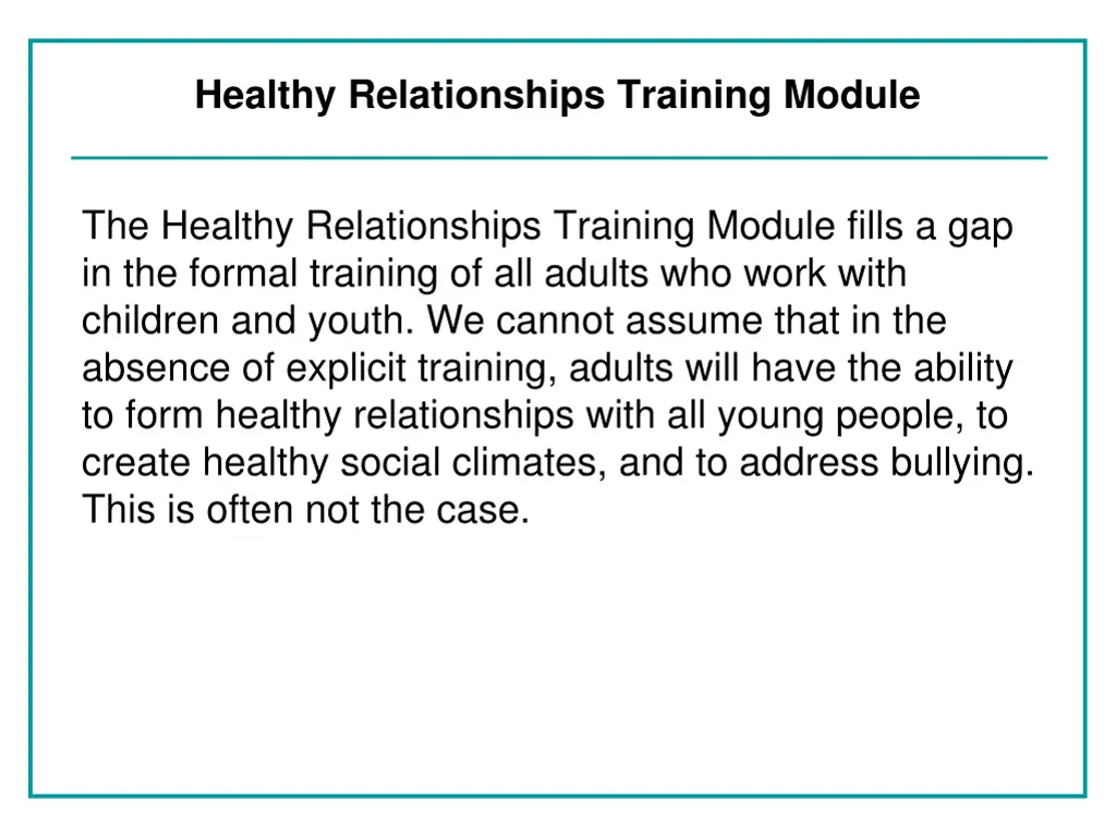 healthy relationships training module 1