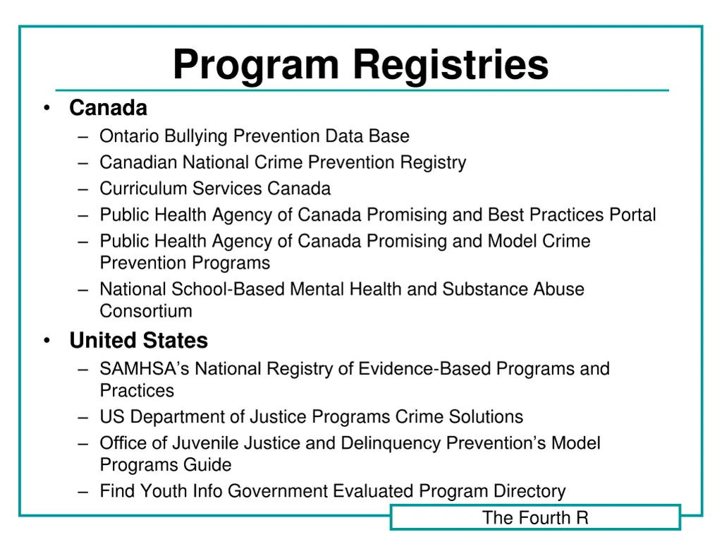 program registries