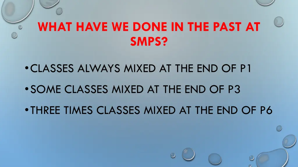 what have we done in the past at smps