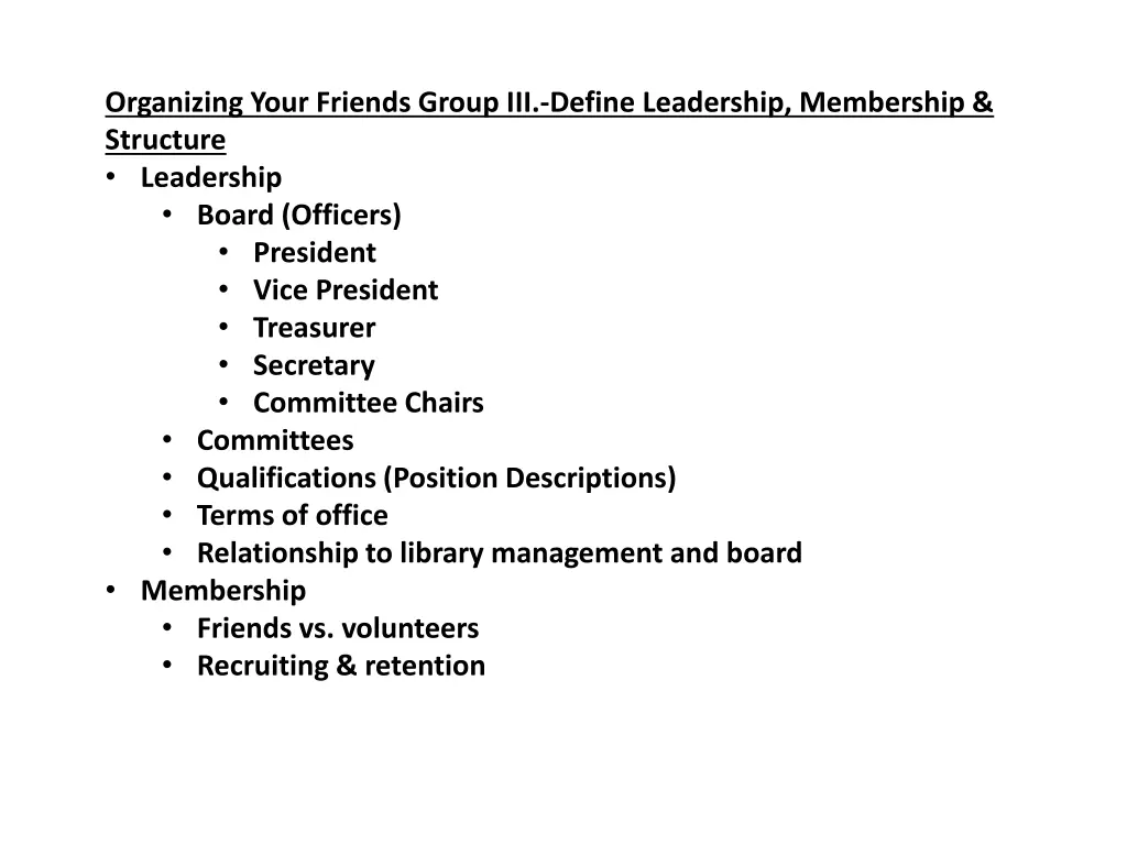 organizing your friends group iii define