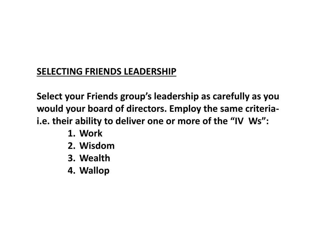 selecting friends leadership