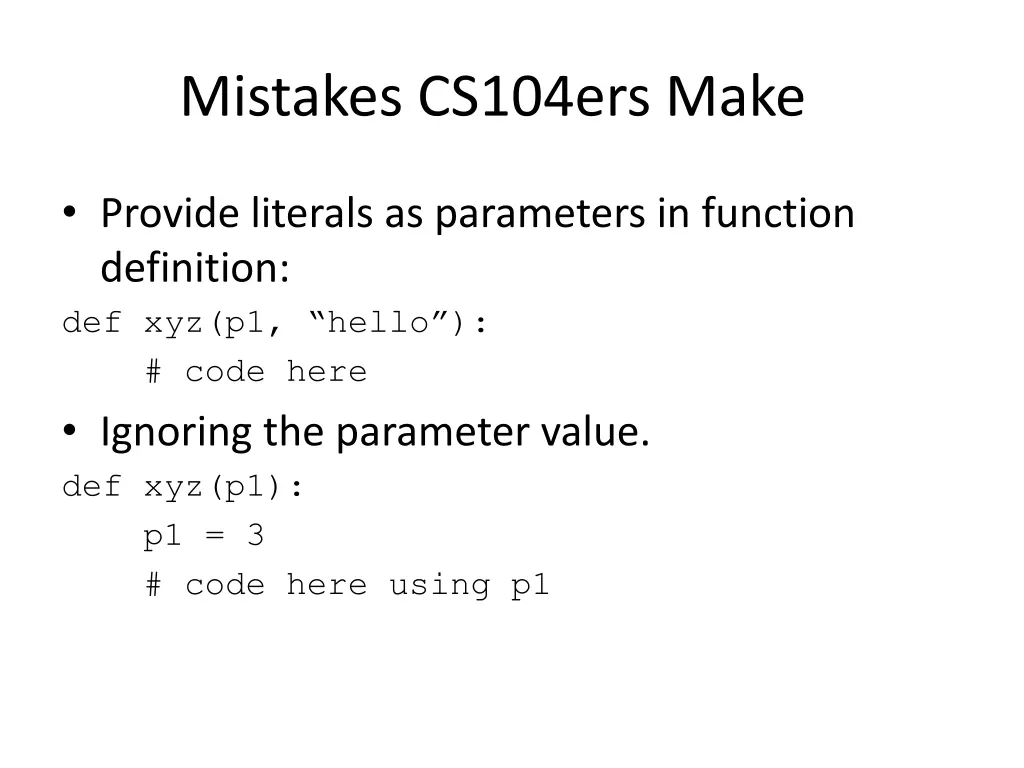 mistakes cs104ers make