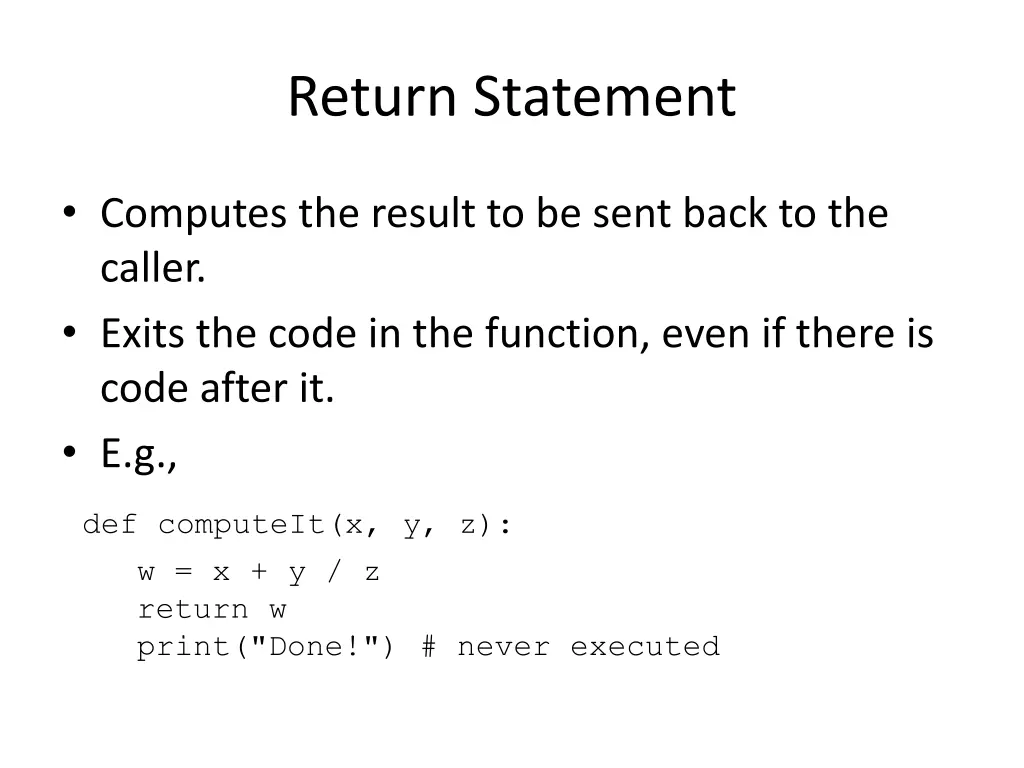 return statement