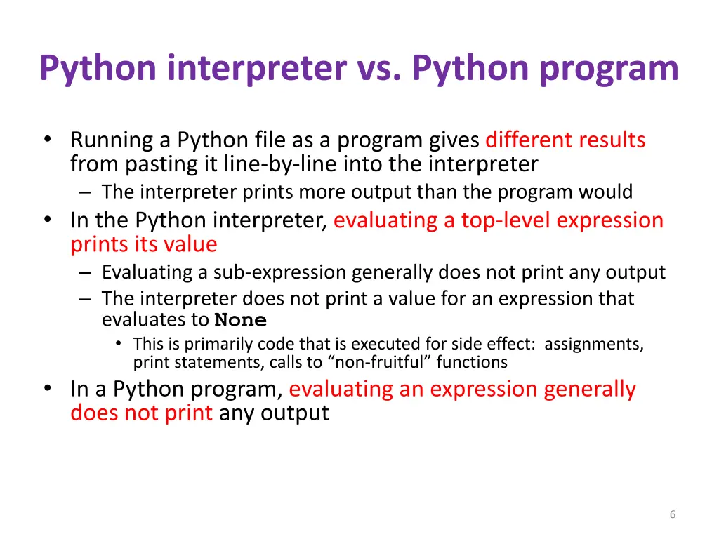 python interpreter vs python program