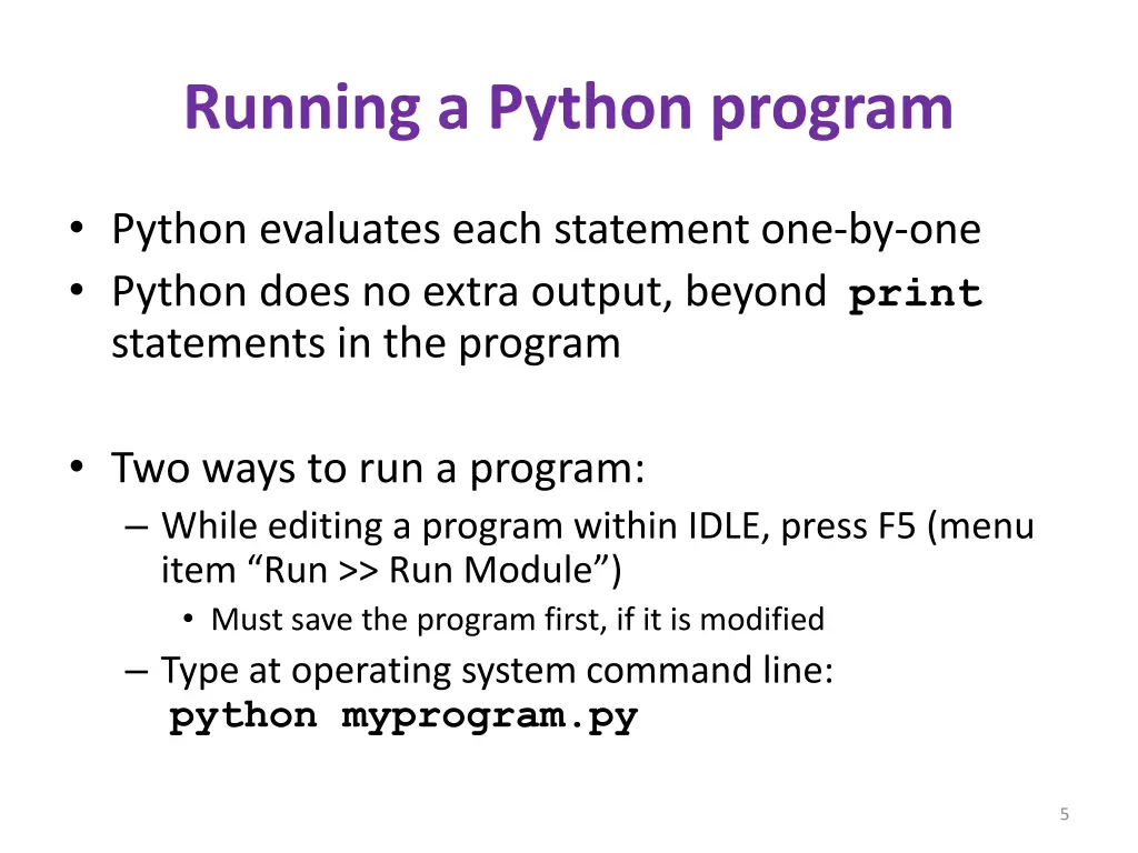 running a python program