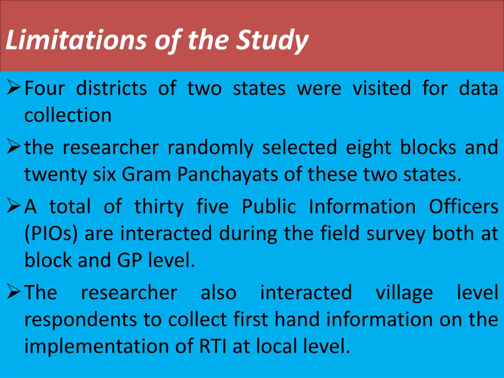 limitations of the study