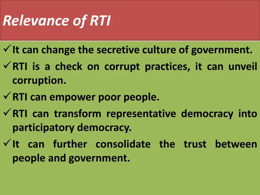 relevance of rti