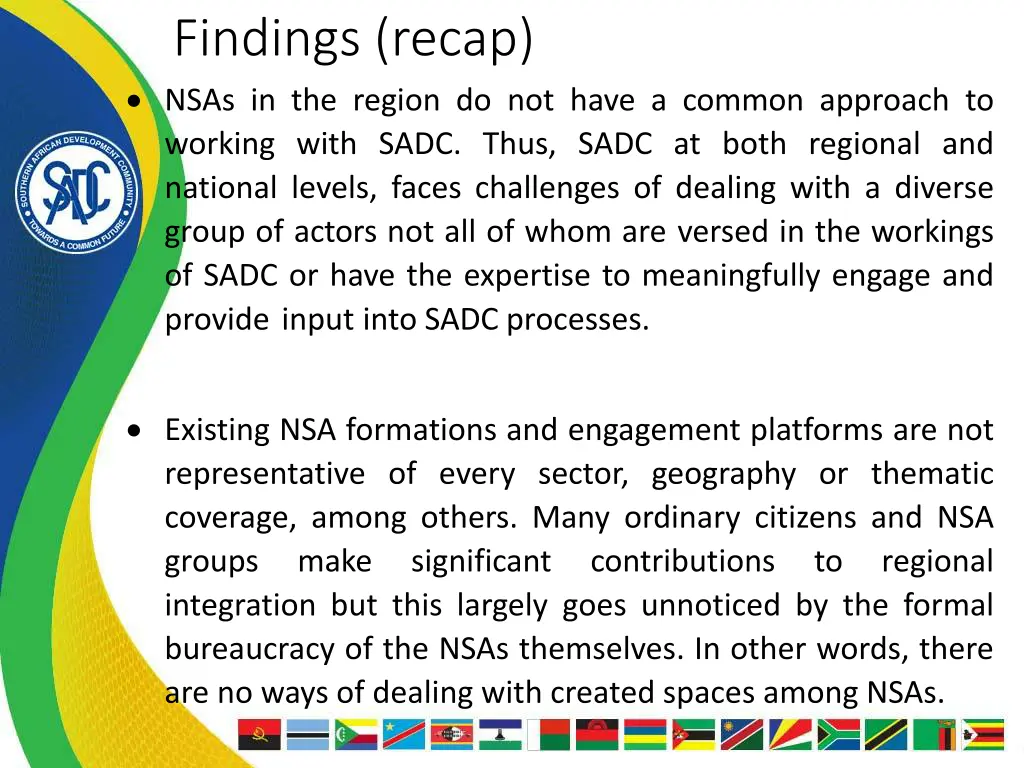 findings recap nsas in the region do not have