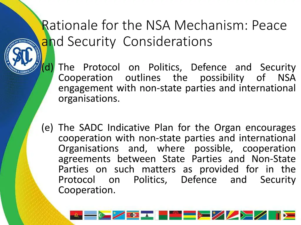 rationale for the nsa mechanism peace