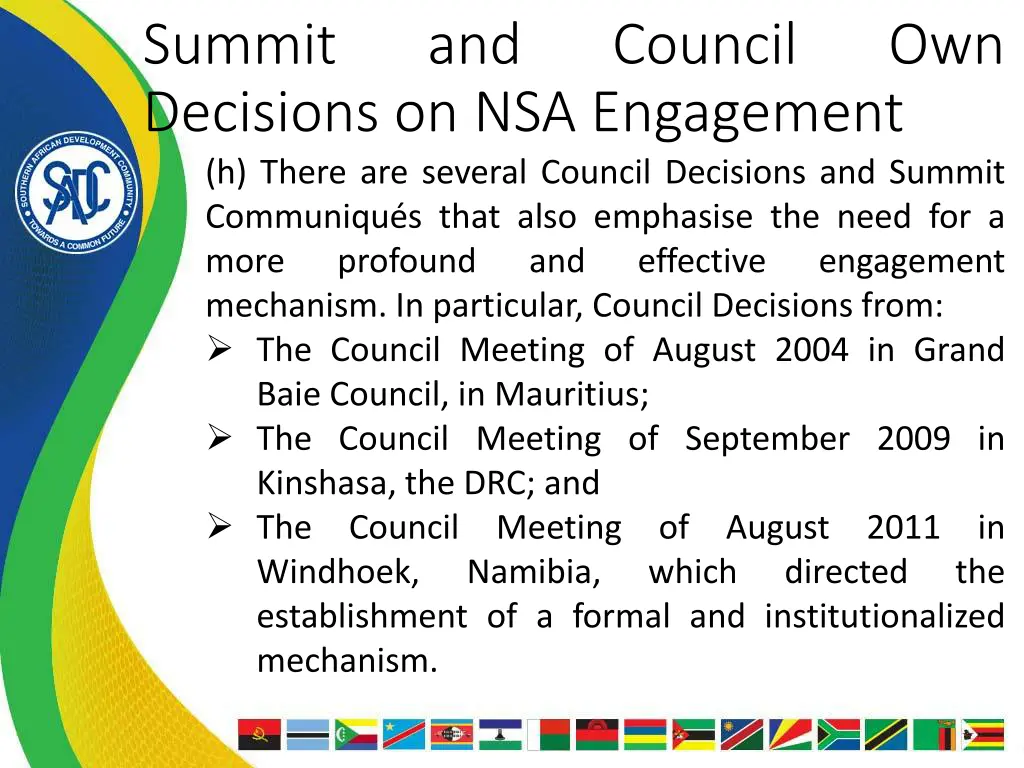 summit decisions on nsa engagement h there